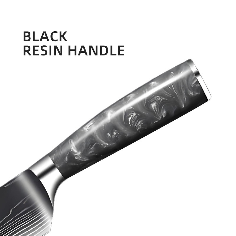 10-Piece Kitchen Knife Set with Dark Grey Resin Handles 4