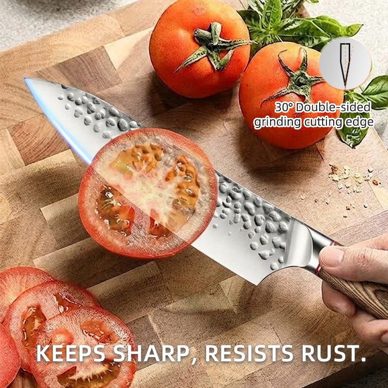 6‑Piece Hammered  Knife Set with all purpose Blades for home cooking 3