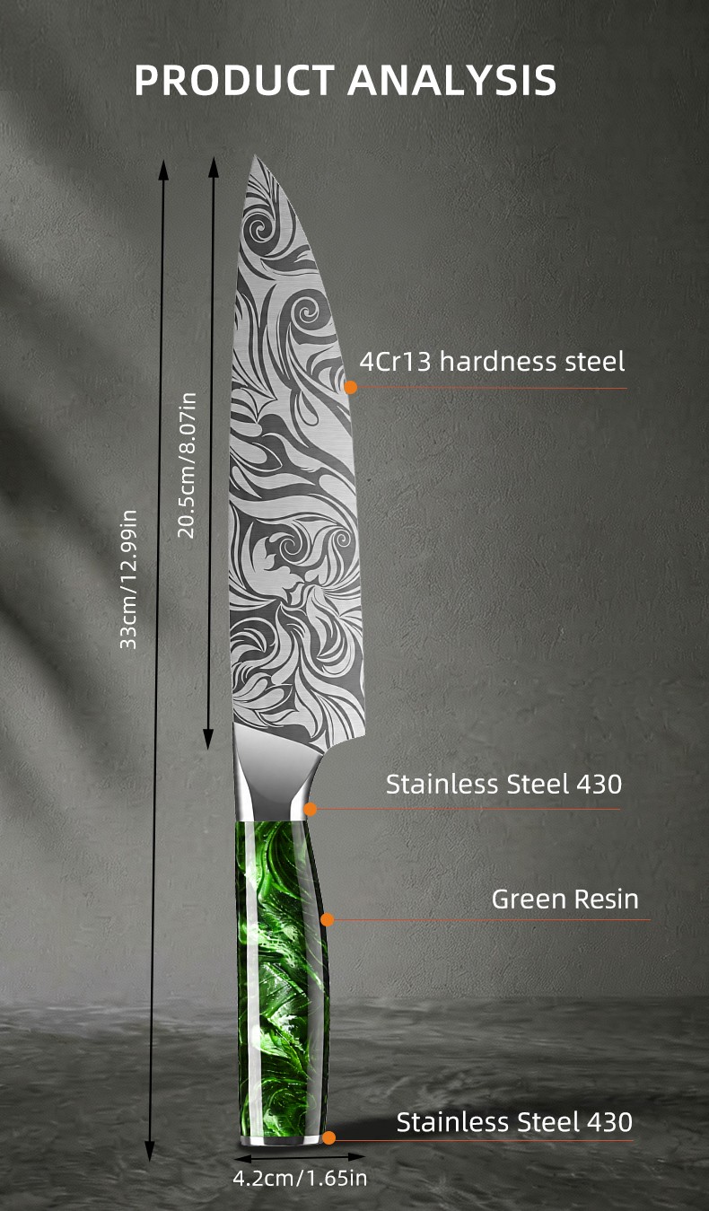 10-PieceRose Pattern Kitchen Knife Set with 67-Layer Sharp various Size detail