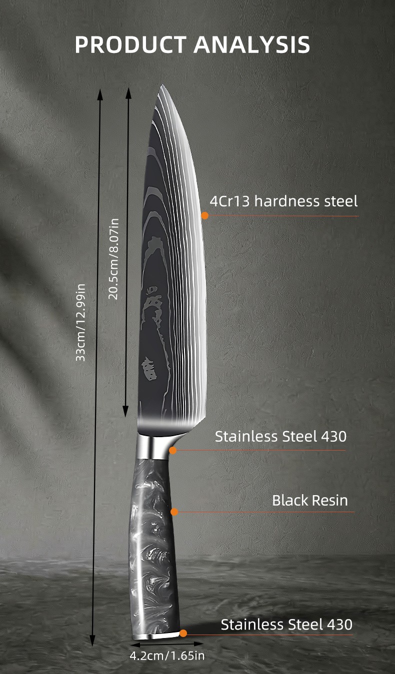 Cross border resin handle knife set of 10 pieces detail