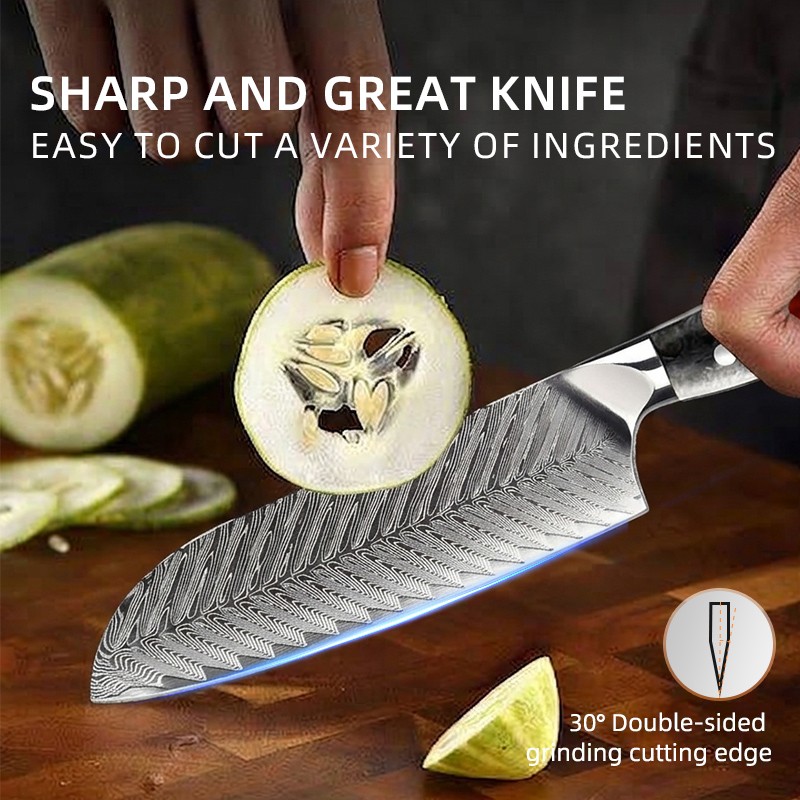 Kitchen Professional Cooking Knife Set 10-Piece Damascus Steel Kitchen Knife Set with Ergonomic Resin mix wood Handle 3