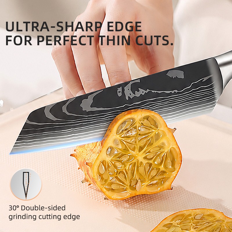 10-Piece Kitchen Knife Set with Dark Grey Resin Handles 3