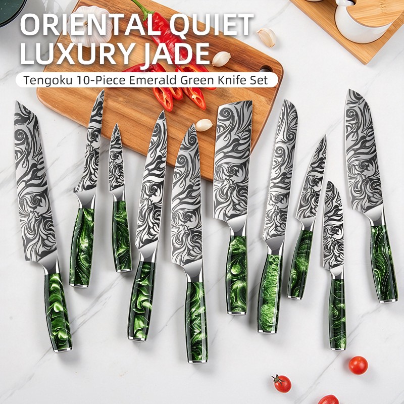 10-PieceRose Pattern Kitchen Knife Set with 67-Layer Sharp various Size 2