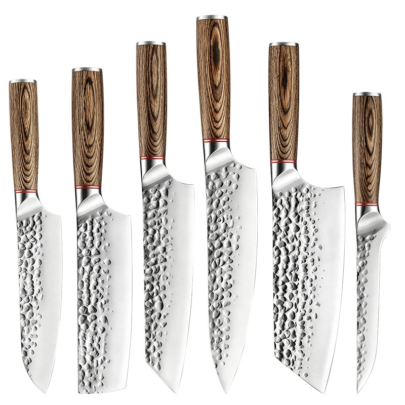6‑Piece Hammered  Knife Set with all purpose Blades for home cooking