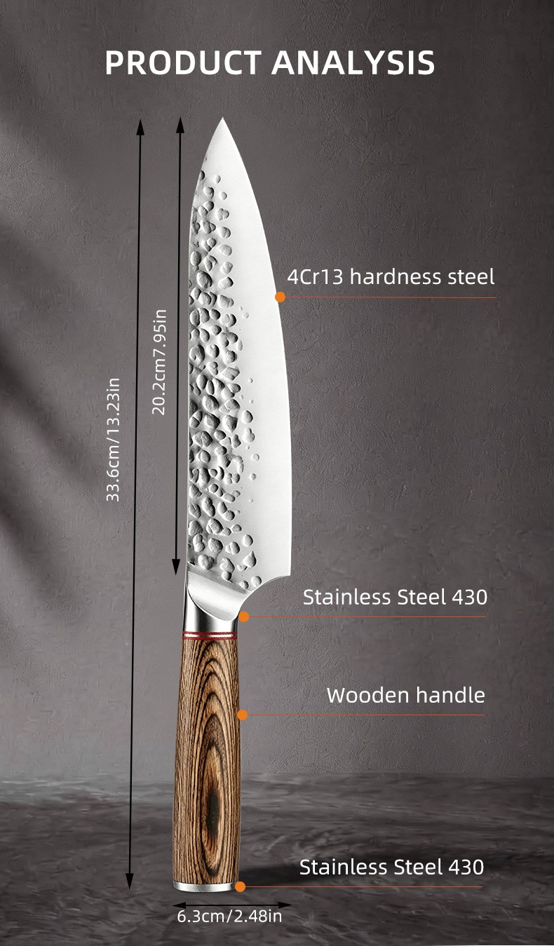 6‑Piece Hammered Knife Set with all purpose Blades for home cooking detail