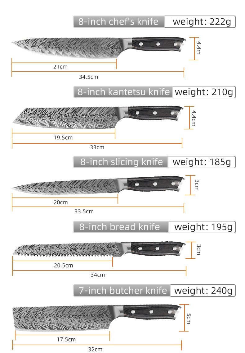 Dual Steel Bolsters of 10-Piece Kitchen Knife Set detail