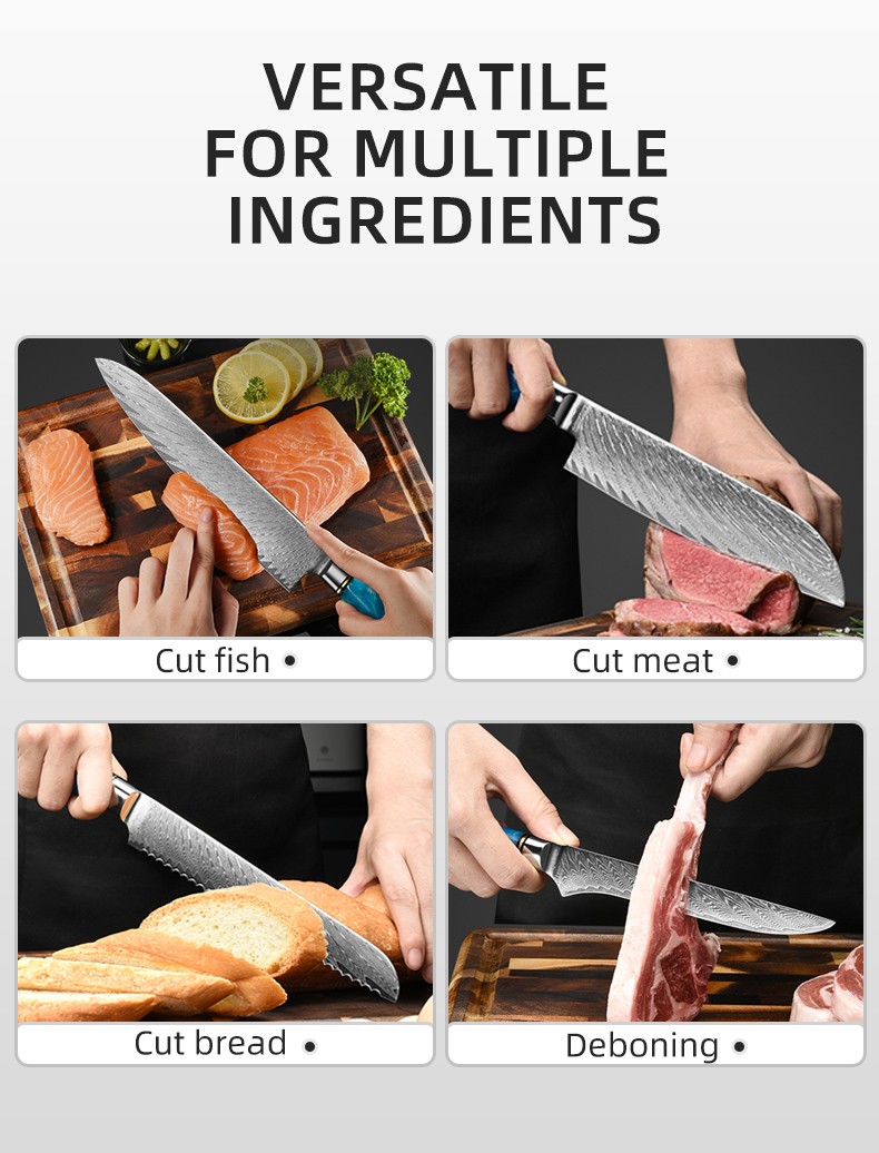 7-Piece Kitchen Knife Set with 67-Layer Damascus Steel9Cr18MoV Core Steel detail