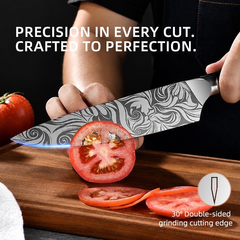 10-PieceRose Pattern Kitchen Knife Set with 67-Layer Sharp various Size 3
