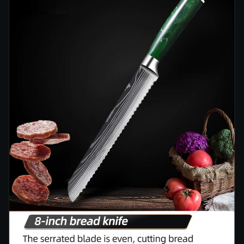 8-inch Damascus-pattern resin-handled chef's knife 11