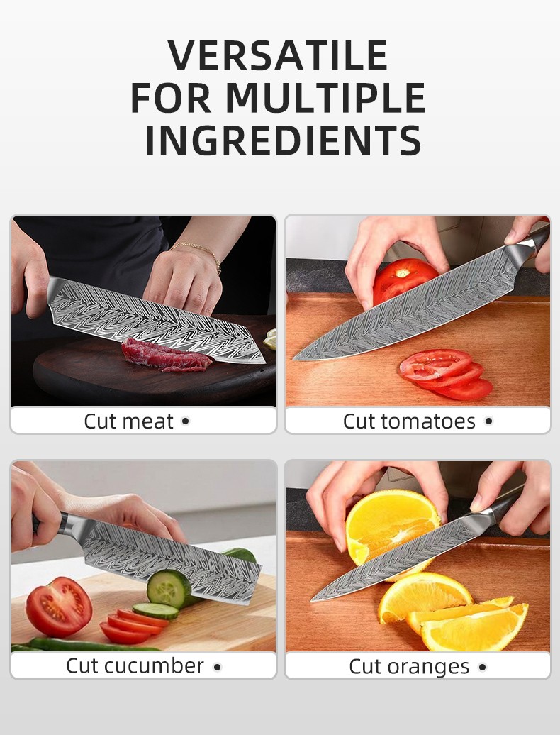 Dual Steel Bolsters of 10-Piece Kitchen Knife Set detail