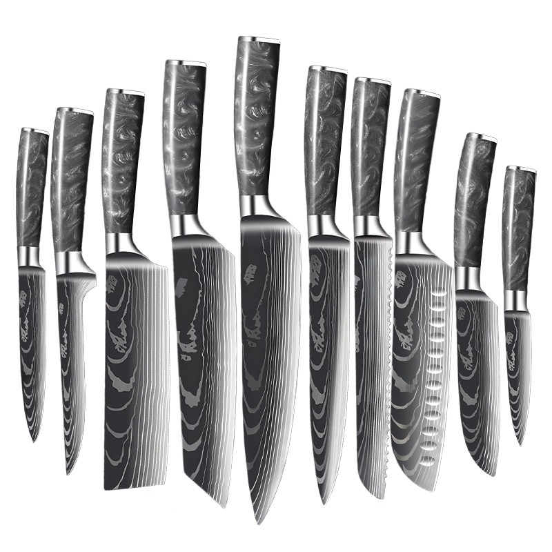 Cross border resin handle knife set of 10 pieces