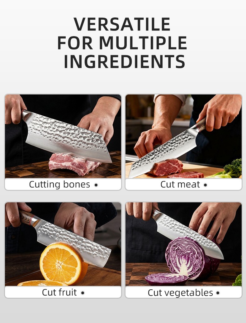 6‑Piece Hammered Knife Set with all purpose Blades for home cooking detail
