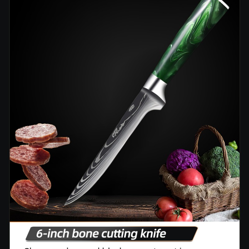 8-inch Damascus-pattern resin-handled chef's knife 12