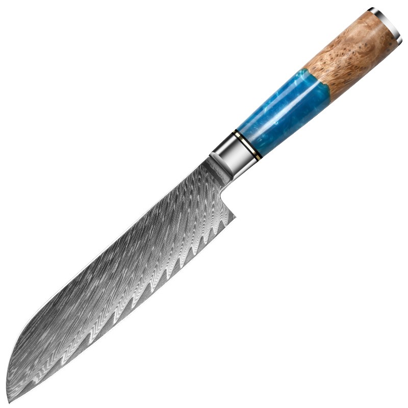 RAZOR-SHARP EDGE7-Inch Damascus Faixa Santoku