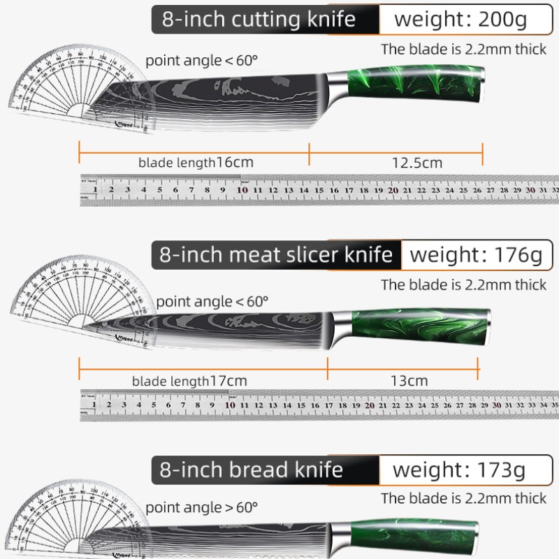 8-inch Damascus-pattern resin-handled chef's knife 16