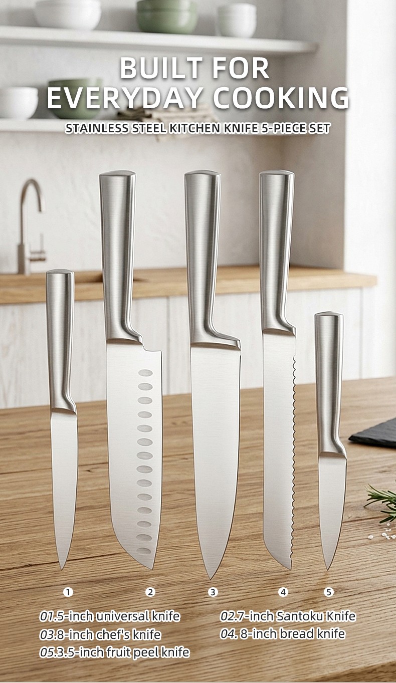 5-piece-hollow stainless steel handle Kitchen Knife Set detail