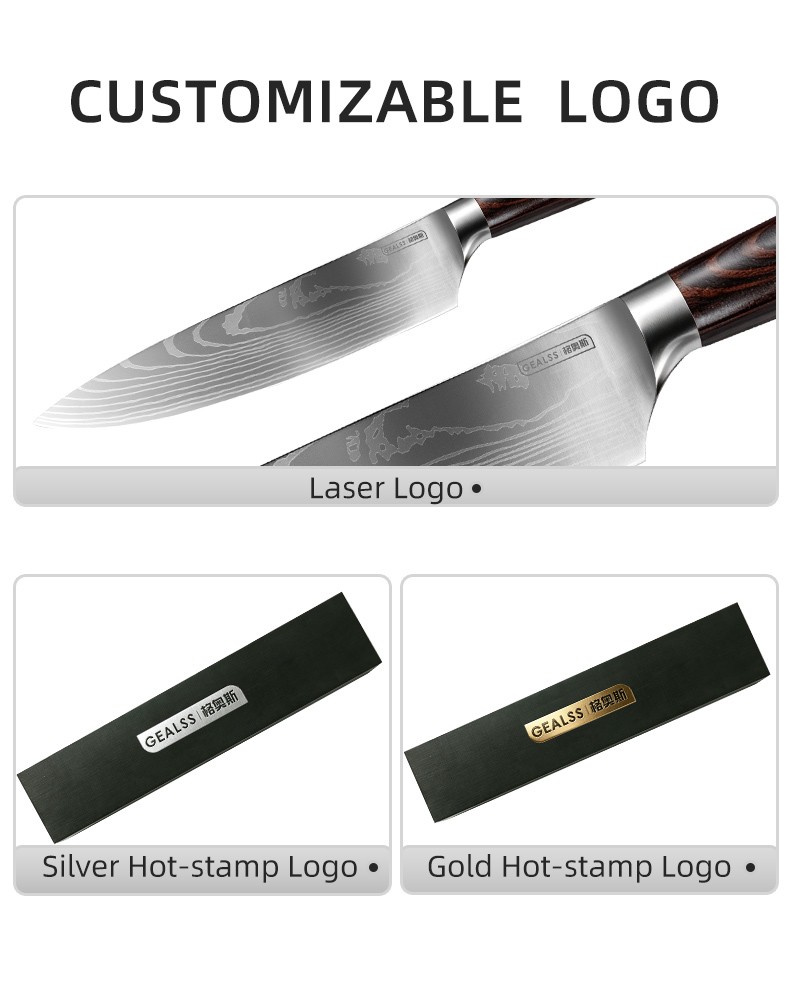 8-Inch Damascus Laser pattern Chef Knife of Kitchen detail